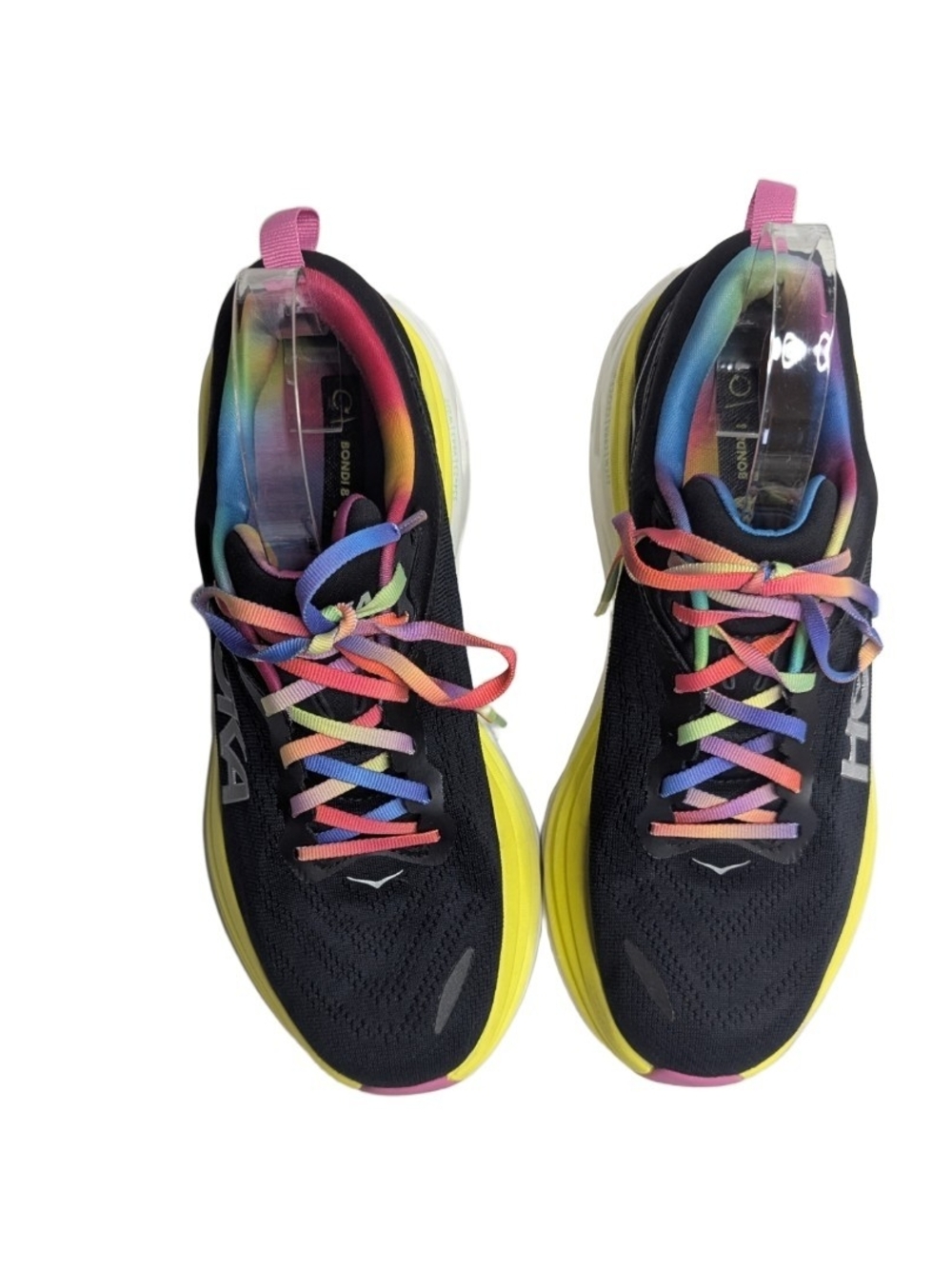Hoka One One Bondi 8 Women Road Running Shoes Black Citrus Glow Size 10.5 - Picture 3 of 10
